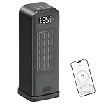 MORENTO Space Heaters for Indoor Use, Portable Electric Heater with Thermostat, Smart and Voice Control, 1500W PTC Ceramic Safety, 36dB Quiet Smart Heaters for Office Bedroom Home Black 1Pack