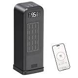 MORENTO Space Heaters for Indoor Use, Portable Electric Heater with Thermostat, Smart and Voice Control, 1500W PTC Ceramic Safety, 36dB Quiet Smart Heaters for Office Bedroom Home Black 1Pack