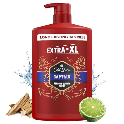Old Spice Captain Shower Gel Men 1000ml, 3-in-1 Mens Shampoo Body-Hair-Face Wash, Long-lasting Fresh VALUE PACK 1L With Pump - Image 3