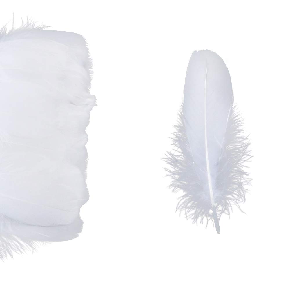 ZHIQIN 200 Piezas Piume Artigianato Piume Bianche e Nero Piuma D'Oca Naturali 10-17 cm Piuma Decorative Naturali con Punti Colla Rotondi per Acchiappasogni Festival Nozze Fai da Te