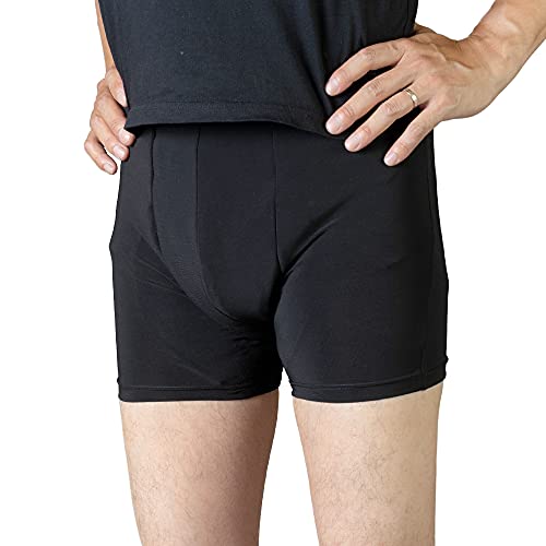 失禁対策 失禁パンツ 尿漏れ対策 ボクサーパンツ 尿漏れパンツ 日本製 はれパン 80 100cc シングルポケット構造 (ブラック, M)