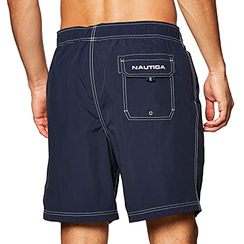 Image of Nautica Men's Solid Quick Dry Classic Logo Swim Trunk