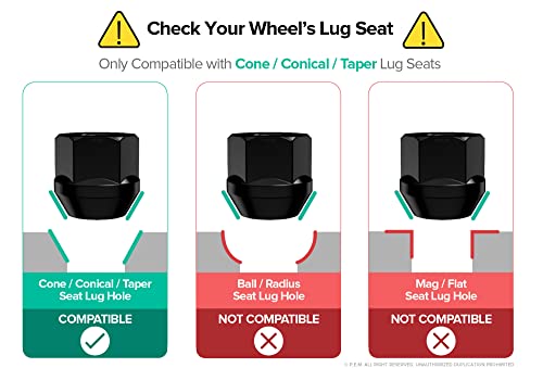 20Pcs Black Open End Lug Nuts - 7/16"X20 Thread Size - 0.81" Length - Cone Conical Taper Acorn Seat - 19Mm 3/4" Hex - Compatible With Buick Chevy Chevrolet Pontiac Oldsmobile Cutlass Supreme #TOP3
