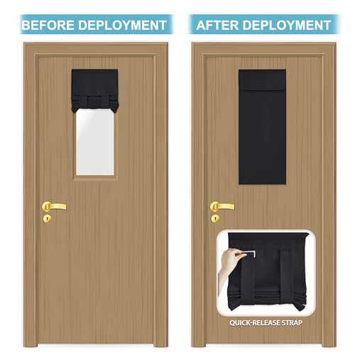 Image of RYB HOME Classroom Door Window Cover, Blackout Shades for Classroom Windows and Doors Cover Lockdown Shades, Room Darkening Design Blocks Views, W 12 x L 30, 1 Panel, Black