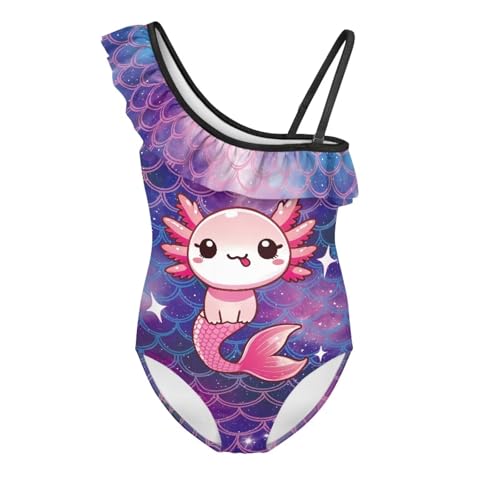 Image of Girls One Piece Bathing Suit,Slim-Fit Ruffle Strap Swimsuit with Adjustable Strap Quick Dry Summer Beach Swim Suit
