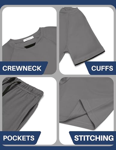 Image of Arshiner Boys Loose Athletic Set Crew Neck T-Shirt & Mesh Short 4-13 Years | Boys Loose Athletic Shorts Set Performance Crew Neck T-Shirt and Mesh Short Outfits Lightweight & Breathable