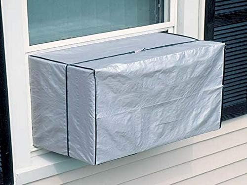 Dependable Industries Vinyl Outside Window Unit AC Air Conditioner Cover with Straps Keep Dirt and Dust Out in The Off Season (Silver - 21.5" x 15" x 16")