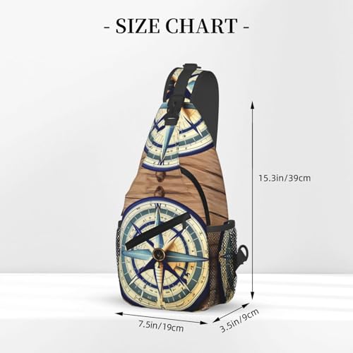 Mochila urbana cruzada con estampado de brújula náutica miniatura 3