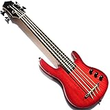 KEPOHK 4-saitiger Ukulele-E-Bass mit roter Farbe 37-Zoll-Gitarre mit Koffer