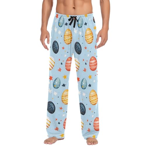 Easter Eggs Stars Pajama Pants Mens Lounge Pants Super Soft Men Pajama Bottoms with Pockets Drawstring
