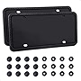 LivTee Silicone License Plate Frames Covers, 2 Pack Universal American Car Accessory License Plate Bracket Holder, Licence Plate Accessories - Black