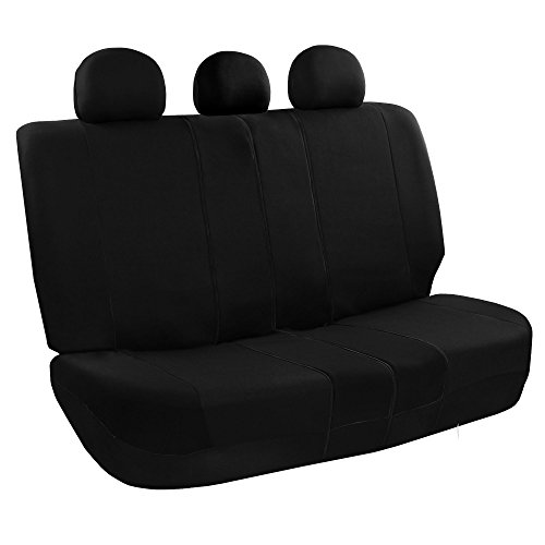Image of FH Group Car Seat Covers Rear Set Cloth - Universal Fit Automotive Seat Covers, Low Back Front Seat Covers, Solid Back Seat Cover, Washable Car Seat Cover for SUV, Sedan and Van Black