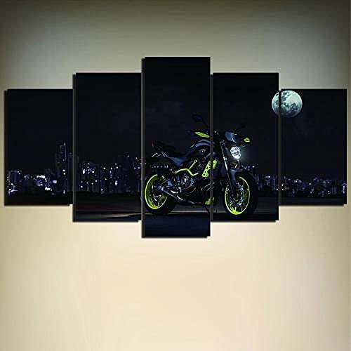 Tableau moto de nuit au clair de lune pour salon contemporain