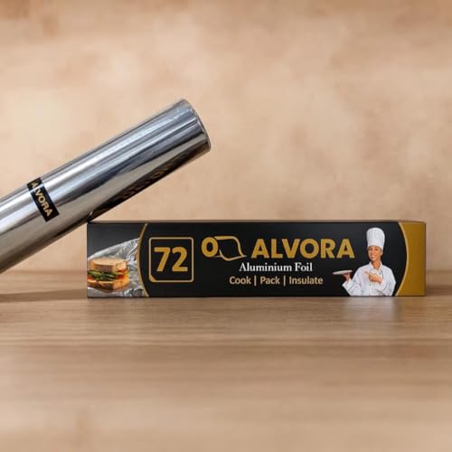 Image of Aluminium Foil Roll 72 No. - Heavy Duty Kitchen Foil Paper for Cooking, Baking, Grilling, Food Wrapping & Storage | Durable 11 /35 Micron Silver Foil Roll