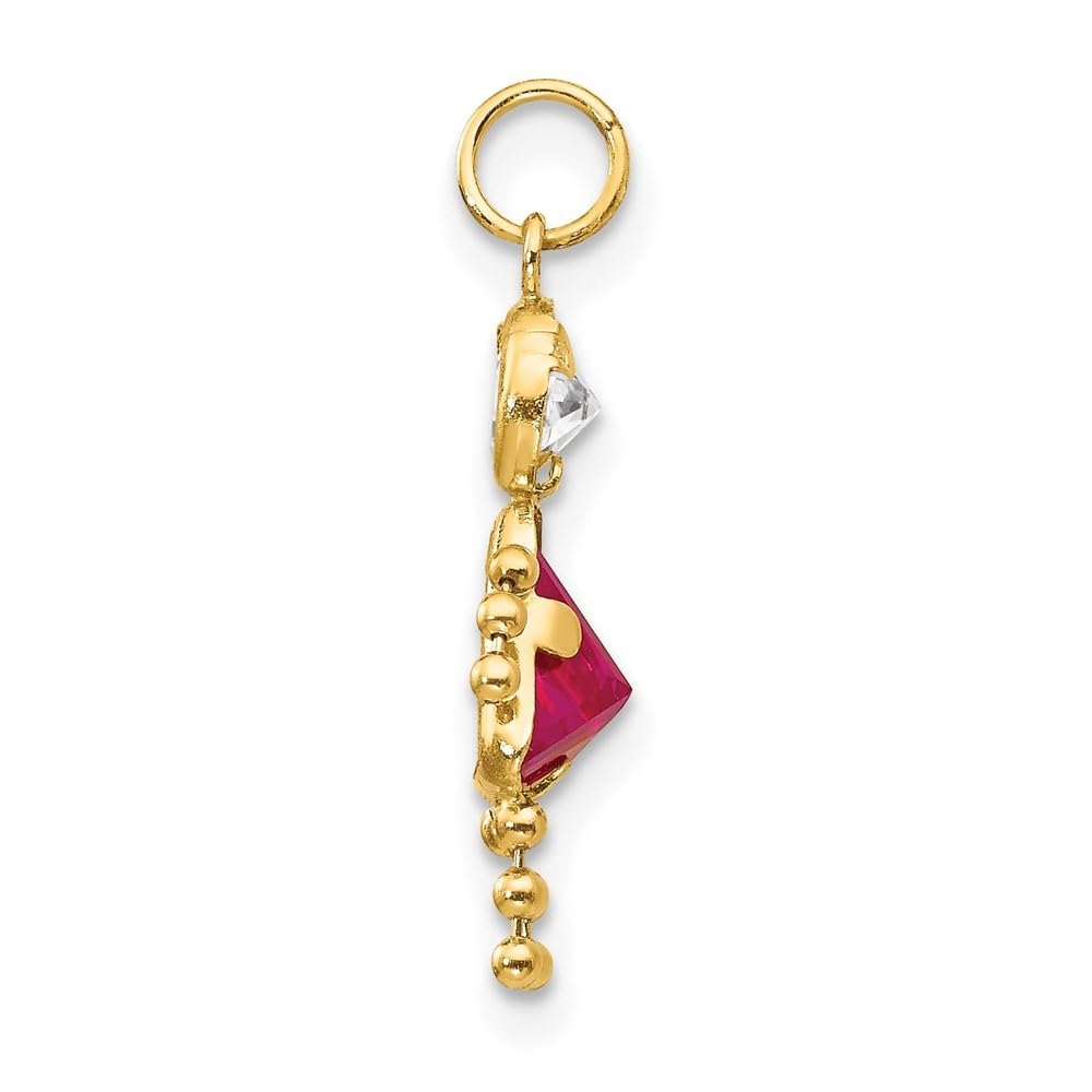 Solid 10K Yellow Gold 20mm Polished January to December Month Birthstone Charm for Pendant Necklace or Bracelet (L-20 mm/0.79 Inch, W-10 mm/ 0.39 Inch): July Birthstone