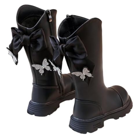 Dayiss Girl's Fashion Side Zipper Knee High Riding Boots Dress Princess Shoes Girls Leather Winter Boots(13 M US Little Kid,Velvet Lined) Cover