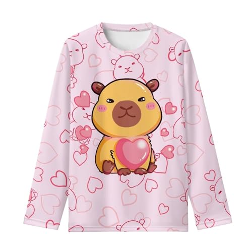 Image of Girls Cartoon Print Long Sleeve Graphic Tee Casual Crew Neck T-Shirts for 3-16 Years Little Girls