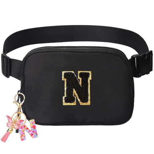Image of Belt Bag for Girls Gifts - Birthday Gifts for Teenager, Personalized Gifts for Mom Freind Sister Teacher, Graduation GiftsInitial Crossbody Bag Belt Bag for Women Black N