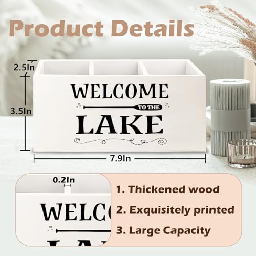Image of Welcome to the Lake Lake Wooden Pen Pencil Holder for Home Office Desk Accessories, Gifts for Lakes Lovers Makeup Brush Toothbrush Holder Organizer for Bathroom