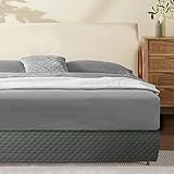 Marquess Quilted Bed Skirt 15 inch Drop Fancy Collection Easy Fit Thick Wrap Around Bed Skirt King Size Grey Bed Skirt- Ultra Soft, Fade and Wrinkle Resistant Box Spring Cover(Grey Fish Scale, King)