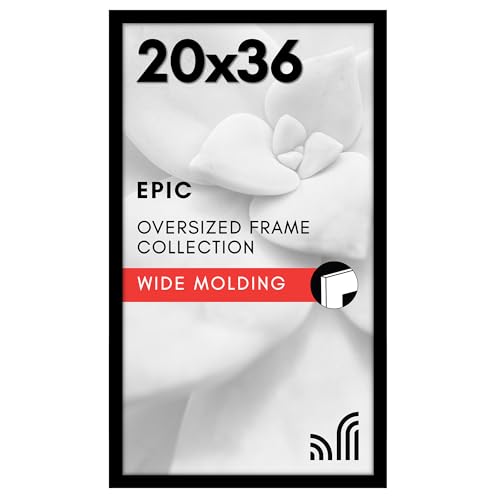 Americanflat 20x36 Poster Frame with Polished Plexiglass - Black Picture Frame - Wide Photo Frames Made of Engineered Wood for Vertical or Horizontal Wall Display - Epic Collection - Black