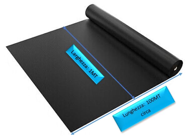 Telo Pacciamatura Biodegradabile agricoltura, Nero, 100 Metri x 1 Metro, Spessore 0,015 mm, NON FORATO Peso 1,98 kg, per Agricoltura, orto e Giardinaggio