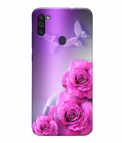 Image of Printed Hard Back Case Cover & Compatible for Samsung Galaxy M11 / Samsung Galaxy A11 | Rose Flower Painting Art (Multicolor) - D1198