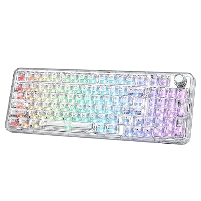 YUNZII X98 Wireless Mechanical Keyboard with Knob (White, Crystal Switch)