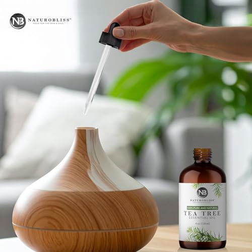 Image of NaturoBliss Essential Oil with Glass Dropper - 100% Pure and Natural - Essential Oils for Diffuser, Aromatherapy, Soap and Candle Making, Tea Tree Essential Oil, Tea Tree Oil, 4 Fl Oz