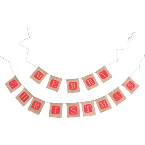 Nuolux Merry Christmas Jute Burlap Banners,Christmas Banner,Christmas Decoration #TOP4