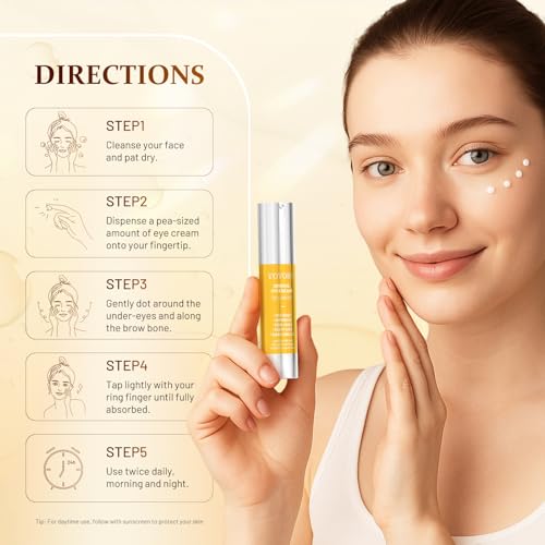 Image of Retinol Eye Cream for Dark Circles & Puffiness - Hydrating & Moisturizing Under Eye Treatment for Wrinkles, Fine Lines & Eye Bags, Gold Formula for Smooth, Revitalized Skin, 0.67 fl oz