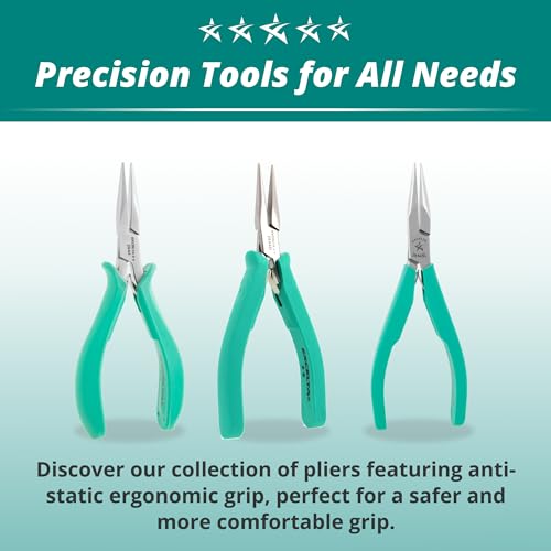 Excelta Medium Chain Nose Pliers, Anti-Static Grip, Easy-to-Use, Stainless Steel, Perfect for Detailed Work with Secure Hold & Gentle Spring Mechanism, 5.75 Inches (143.75mm), Professional - Thumbnail 5