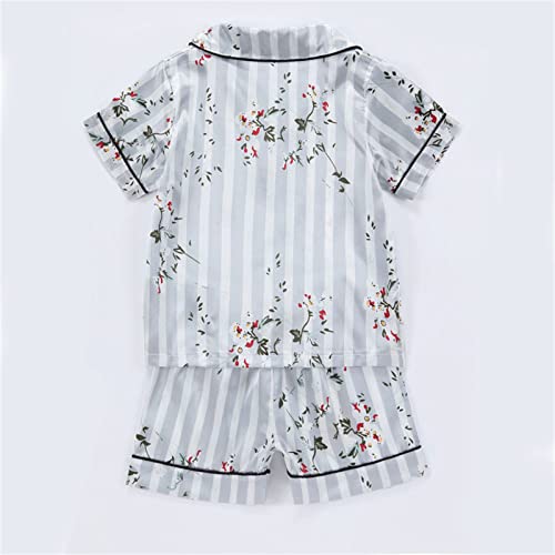 Boys Girls Satin 𝐏a𝐣amas Set Soft Button-Down 𝐋oun𝐠ewear Lightweight Short Sleeve Shirt & Shorts Toddler 𝐍𝐢ghtwear2