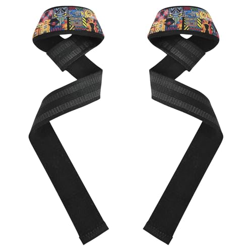 Nander Tribal Aztec Print Wrist Straps for Weightlifting,Lifting Straps with Neoprene Cushioned Wrist Padded and Anti-Skid Silicone for Strength Training,Bodybuilding,Deadlifting