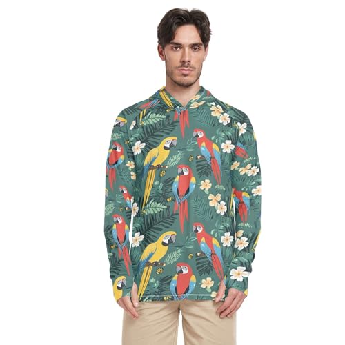 Cute Macaw Green Men's Sun Protection Hoodies Long Sleeve Beach Hoodie UPF 50 + Beach Shirt S