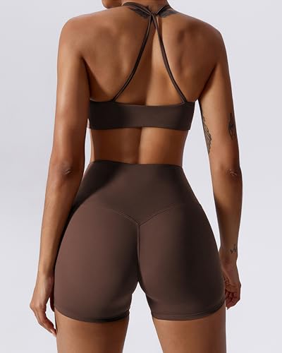 Image of ABOCIW Sports Bras for Women Twist Criss-Cross Back Padded Workout Tank Tops Low Impact Gym Yoga Bra