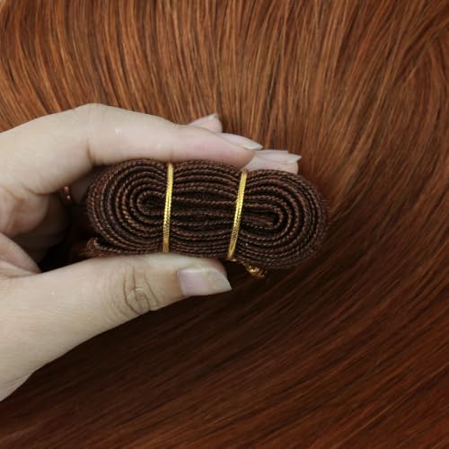 Image of Full Shine 22 Inch Sew In Weft Hair Extensions 105G Copper Remy Hair