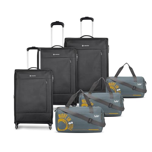 Image of VIP Elante - S03 Set of 3 (Cabin+Medium+Large) Trolley Bag, Cm | TSA | 4 Wheels | 3 Year International Warranty | Black & Three Grey Skybags Duffle Bags