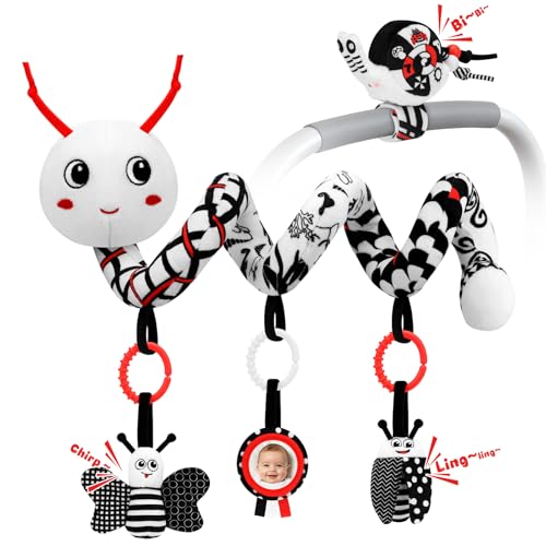 Image of High Contrast Baby Toys for Newborn, Black and White Baby Sensory Toys 0-12 Months with Car Seat Toys & Soft Plush Toy, Activity Hanging Toys Velcro for Stroller Toys Baby Gifts