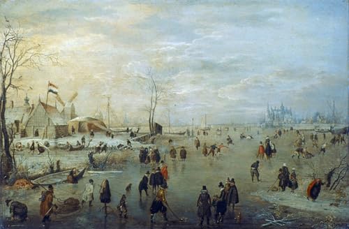 Impression d'affiches d'art Hendrick Avercamp toile paysage d'hiver 60x90cm pour mur