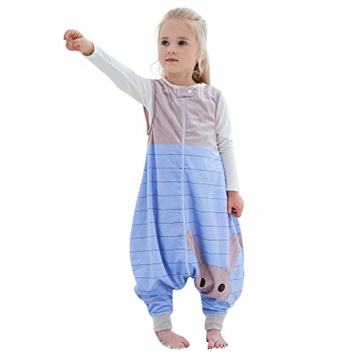 Image of MICHLEY Toddler Wearable Blanket Sleeping Sack with Feet Infant Sleeveless | Sleep Bag 2-way Zipper, Blue Rabbit, 1-3T, Polyester, Walkers