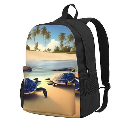 PEGQCVAM Turtles on the beach zaino per adulti con custodia