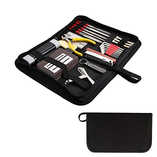 Flushbay 37 Pcs Guitar Setup Tool Kit Guitar Repair Care Cleaning Set Maintenance Kit For Guitar Ukulele Bass Mandolin Banjo With String Action Ruler Understring Radius Gauge Fingerboard Guard Bridge #TOP8