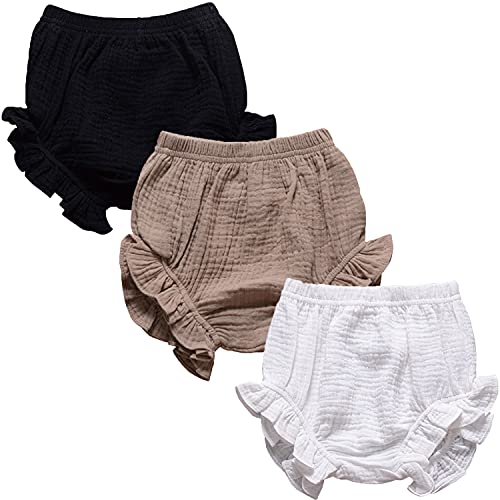 Image of 3PC Shorts Set Newborn Baby Girls Boys Pants Cotton Linen Blend Cute Floral Bloomers Triangle Shorts