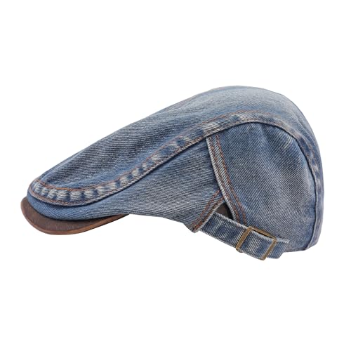 Image of ZLYC Men Cotton Flat Cap Summer Scally Ivy Gatsby Newsboy Beret Driver Cabbie Hunting Hat