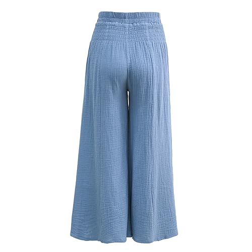 Amazhiyu Women's Crepette Gauze Wide Leg Casual Palazzo High-Waist Summer Pants2