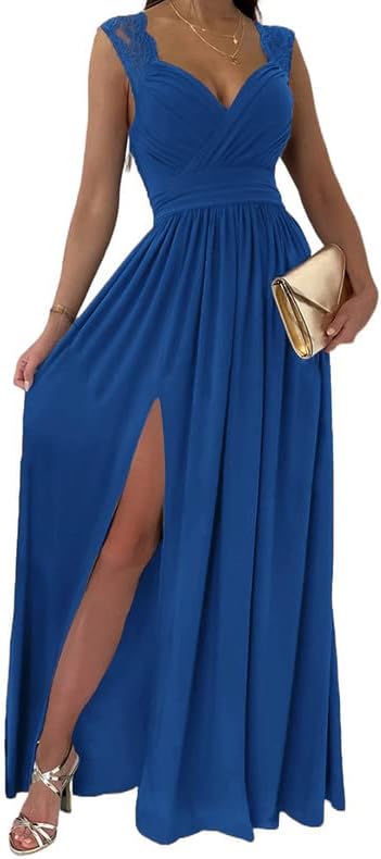 Dokotoo Womens 2026 Formal Dresses Wrap V-Neck Ruched Sexy Bridesmaid Wedding Guest Maxi Dresses