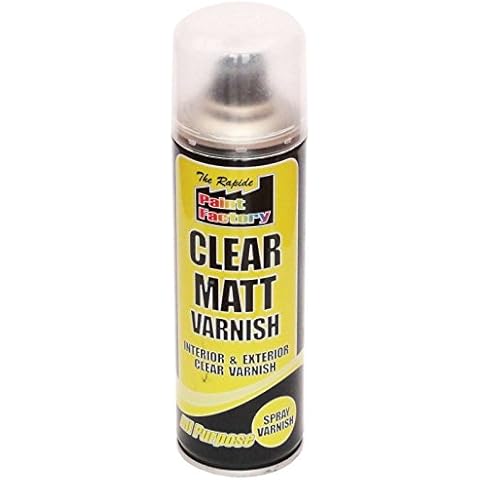 Paint Factory Clear Matt Varnish Spray Exterior Interior Aerosol Can 250ml All Purpose (1 Pack) Cover