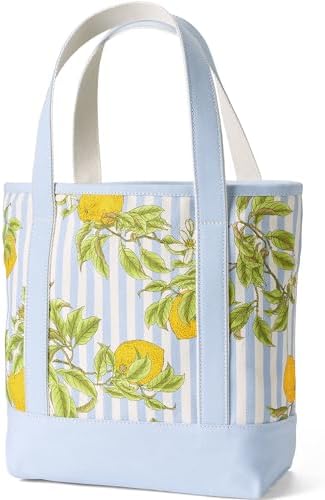 Lands' End Print Open Top Canvas Tote Blue/natural Citrus Stripe Medium Regular Handle — view 2
