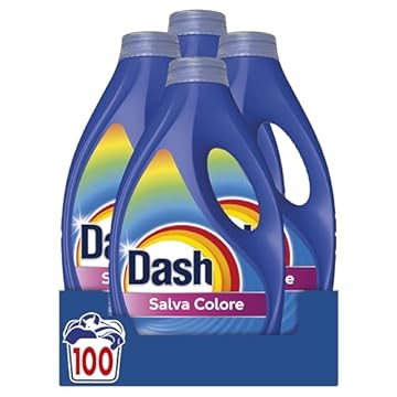 Dash Detersivo Liquido Lavatrice, 100 Lavaggi (4x25), Salva Colore, Brillantezza Per I Capi, Rimuove Le Macchi e Igienizza, Efficace Anche A Freddo E In Cicli Brevi